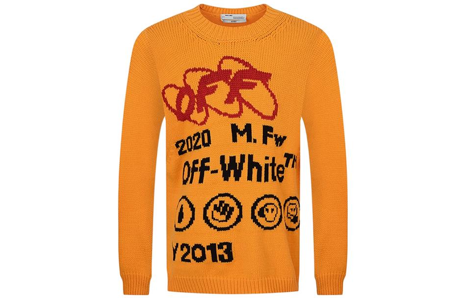 OFF-WHITE Logo Print Crewneck Sweater  Orange OMHE032F19E370166010