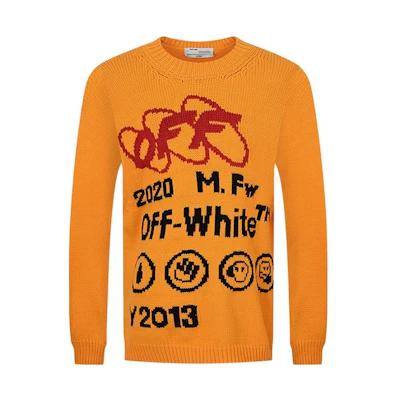 OFF-WHITE Logo Print Crewneck Sweater Orange OMHE032F19E370166010