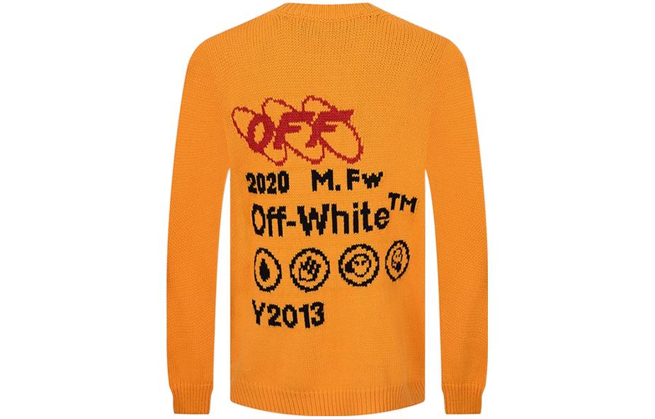 Lookbook Suéter Cuello Redondo OFF-WHITE Logo Naranja. OMHE032F19E370166010