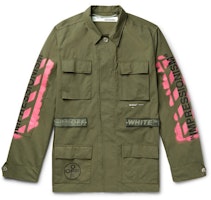 Off-White Logo Print Military Field Jacket Green Off-White Logo Print Military Field Jacket Green