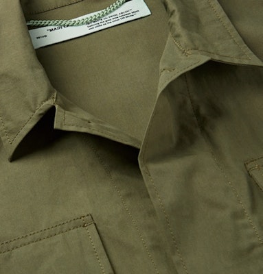 Off-White Logo Print Military Field Jacket Green Lookbook Off-White Logo Print Military Field Jacket Green
