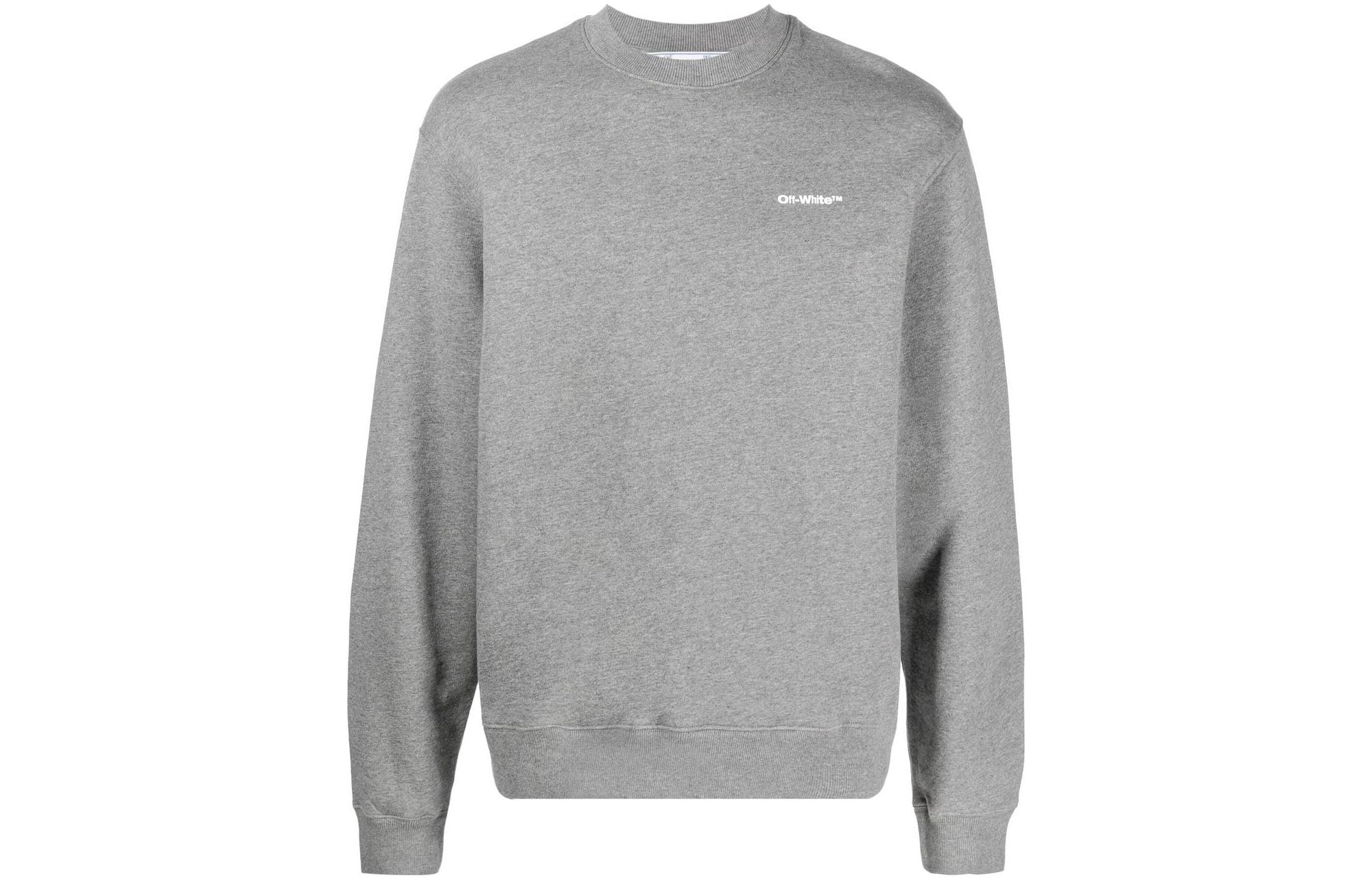 Off-White Logo Print Pullover Sweatshirt Gray Loose Fit OMBA057C99FLE0130801
