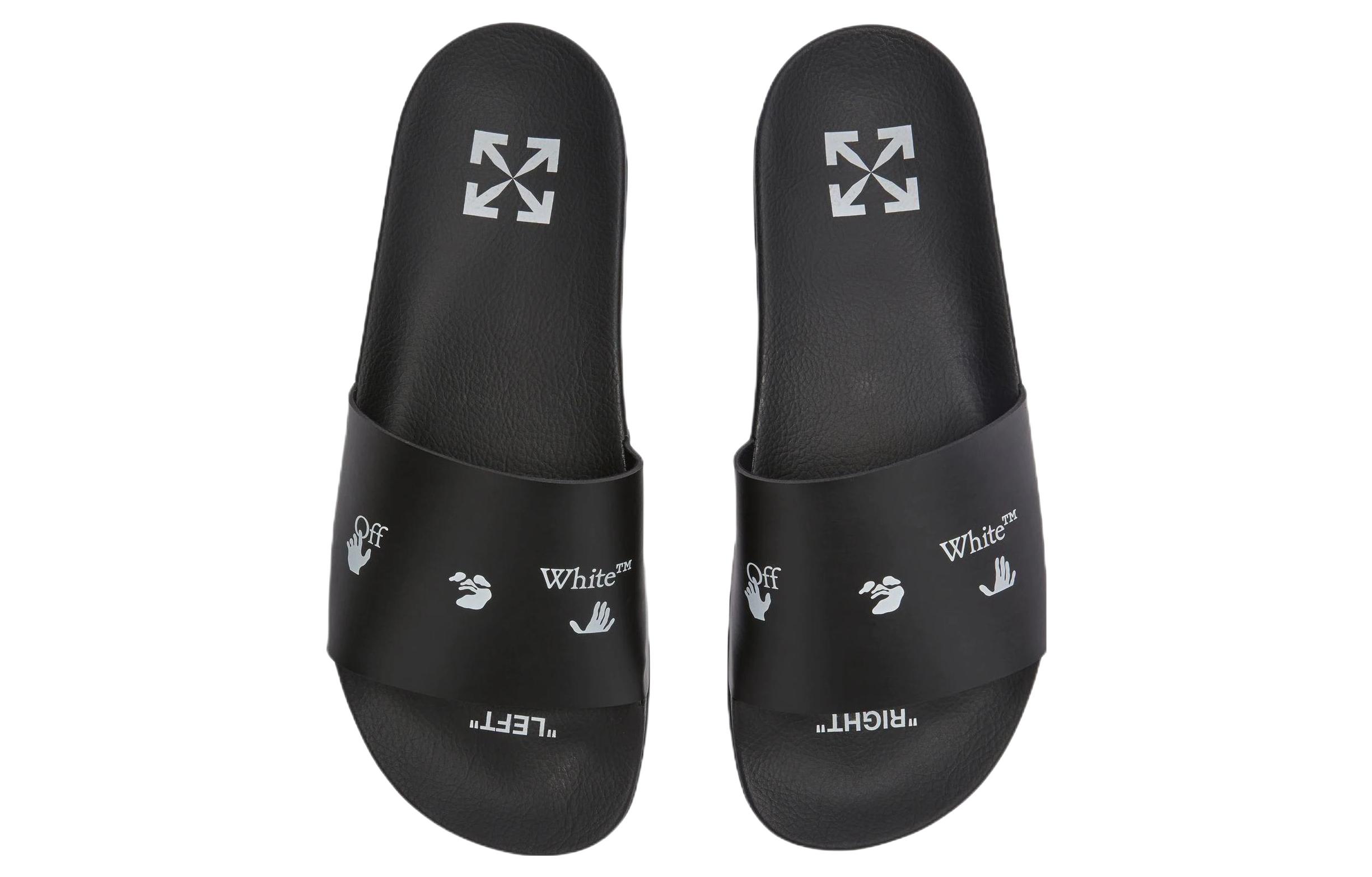 Shop Off-White标志印花凉拖'溺水者-黑色' OMIA088F21FAB0041001/OMIC001C99MAT0021000