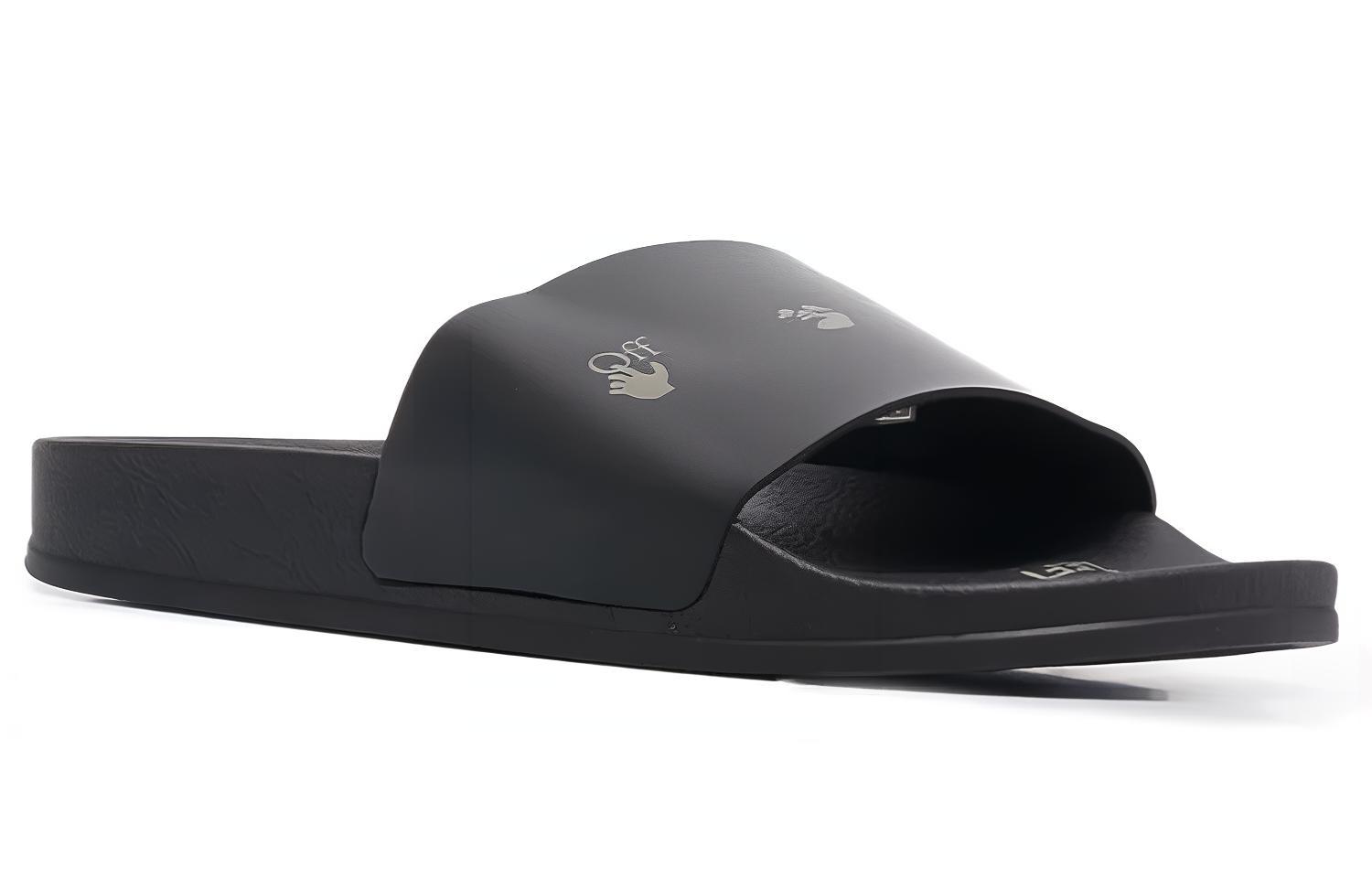 Off-White Logo Print Sliders 'Drowning Man - Black Khaki' 圖 2