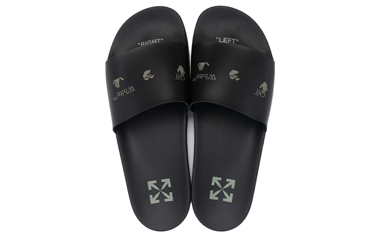 Off-White Logo Print Sliders 'Drowning Man - Black Khaki' 圖 3