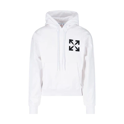 OFF-WHITE Logo Printed Hoodie White Fashionable Streetwear. OMBB037C99FLE0080110