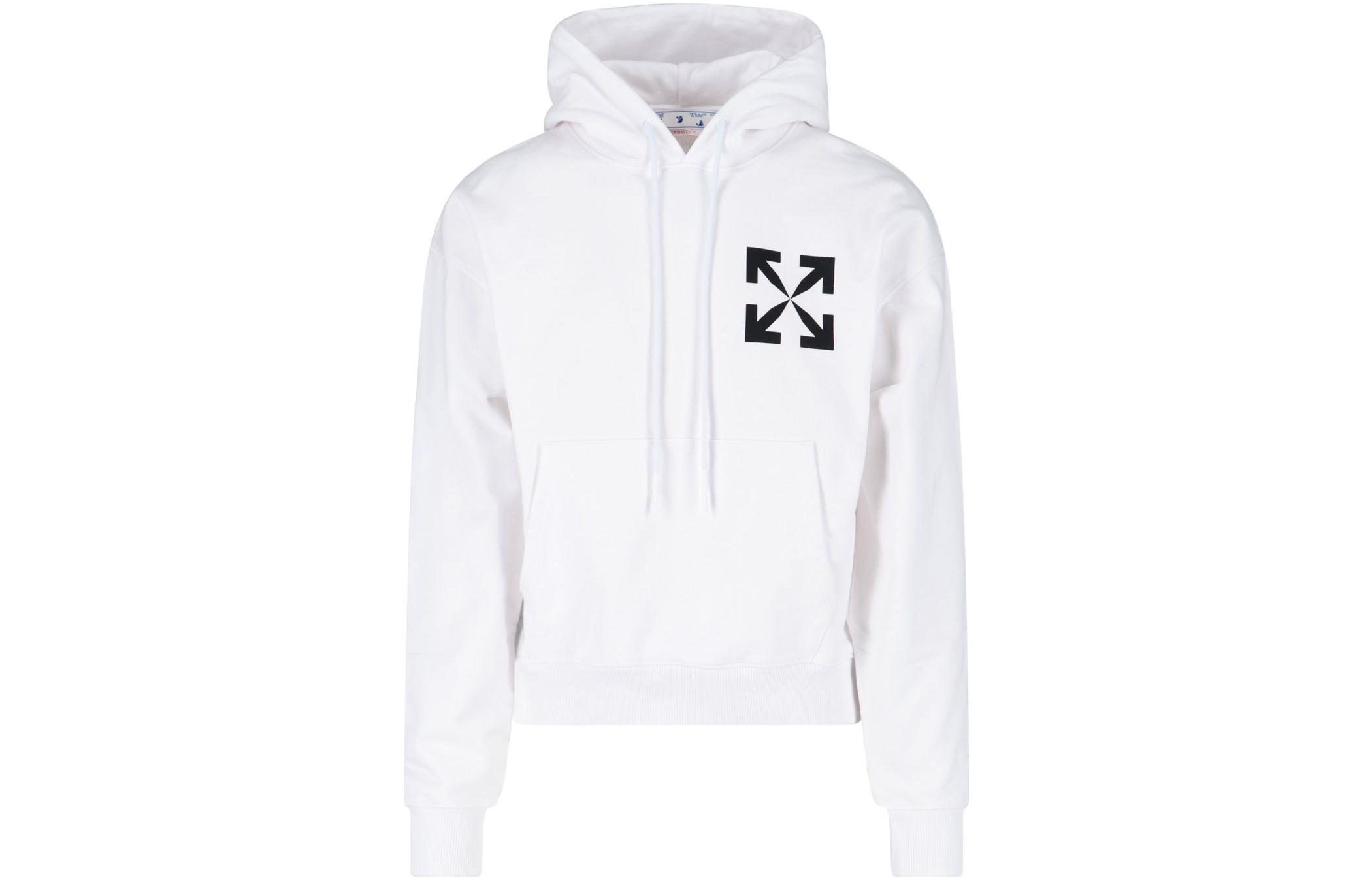Order OFF-WHITE Logo Printed Hoodie White  Fashionable Streetwear. OMBB037C99FLE0080110