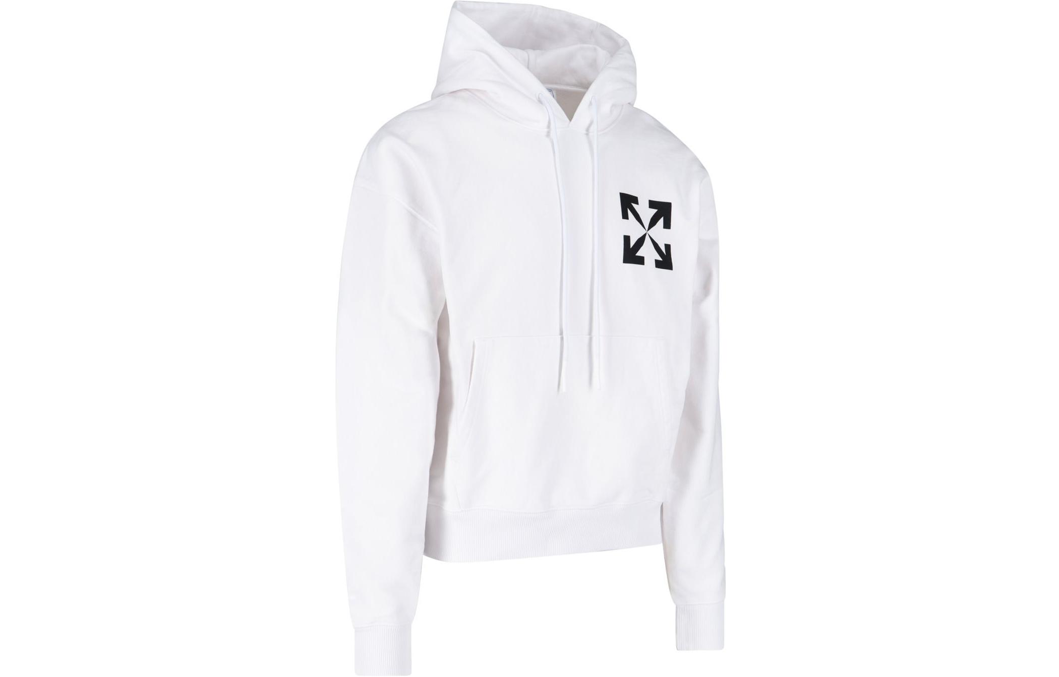 Shop OFF-WHITE Logo Printed Hoodie White  Fashionable Streetwear. OMBB037C99FLE0080110