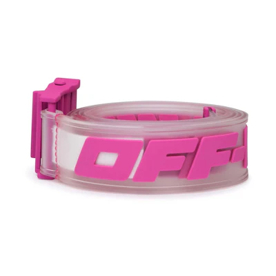 Off-White Logo Printed Industrial Buckle PVC Belt Fushia Pink