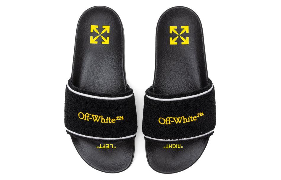Off-White Logo Sliders 'Towel - Black Yellow' 圖 5