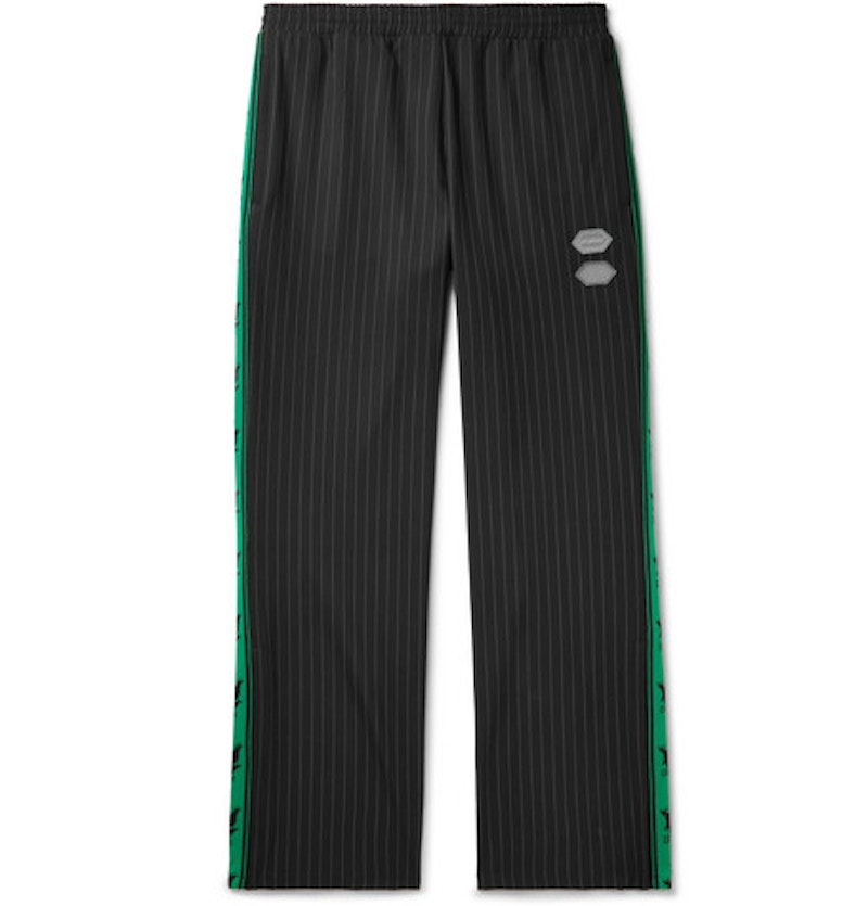 Off-White Logo Trimmed Pinstriped Sweatpants Black/White/Green