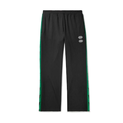Off-White Logo Trimmed Pinstriped Sweatpants Black/White/Green