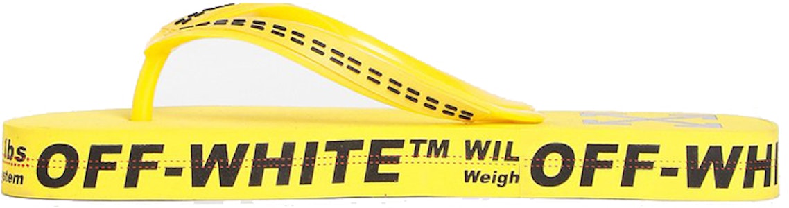 OFF-WHITE 標誌字體人字拖鞋 時尚拖鞋 黃色 Buy OFF-WHITE 標誌字體人字拖鞋 時尚拖鞋 黃色