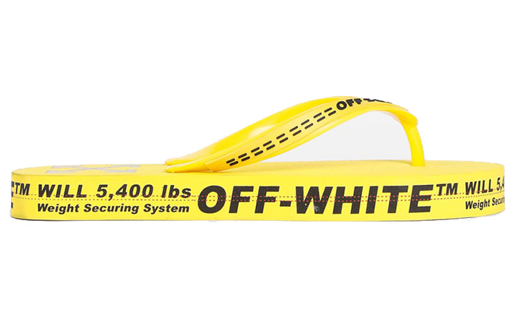 Order Tongs Off-White Logo Typographique Mode Jaune Slippers OMIA131R20D270016000
