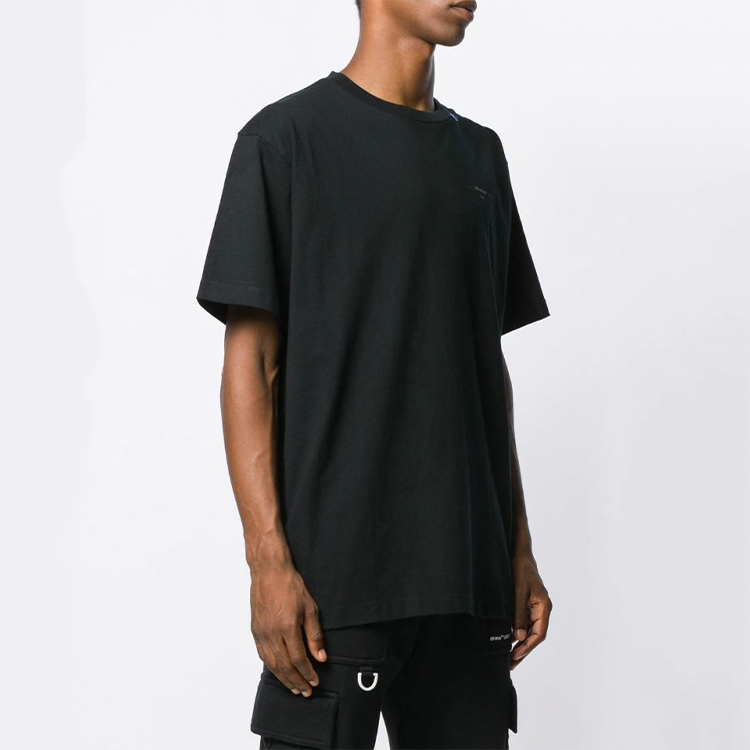Shop OFF-WHITE 寬鬆版型黑色圓領T恤 OMAA038E191850031091