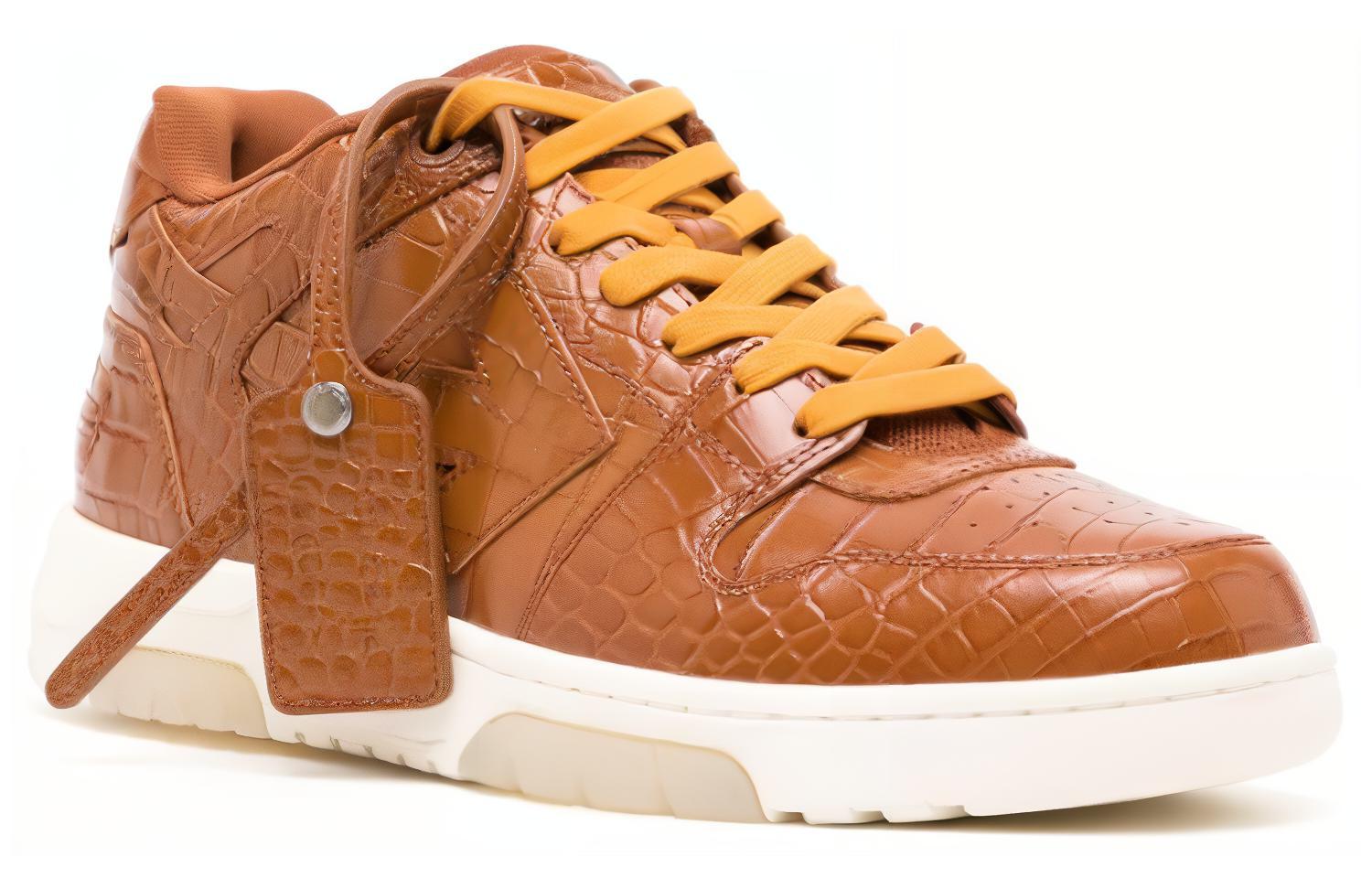 Off-White Out Of Office OOO Low Tops Orange Croc 'Brown' 圖 3