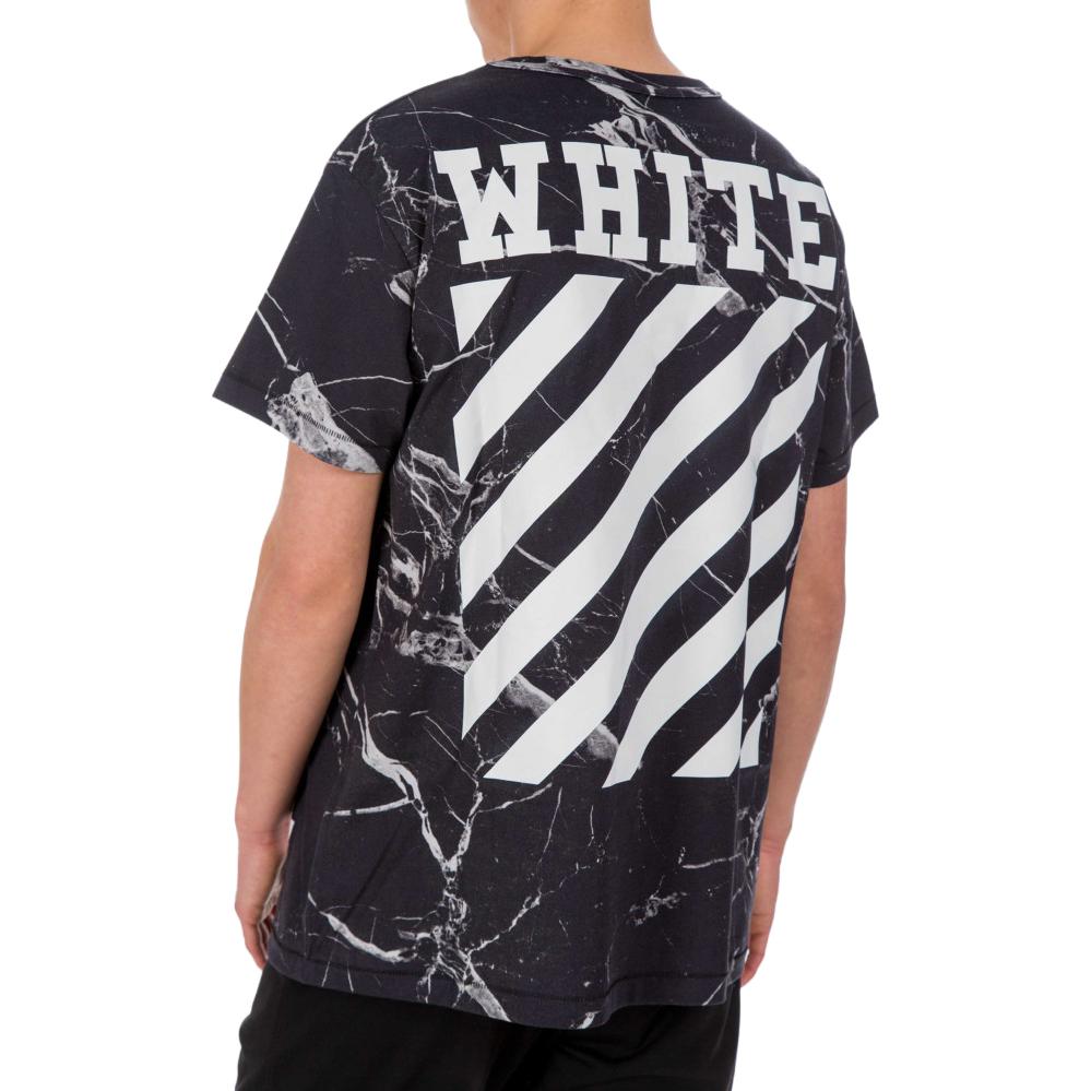 OFF-WHITE Marble Oil Painting Graphic Tee Grey Unisex Couple Style OMAA004S160910139988 圖 5