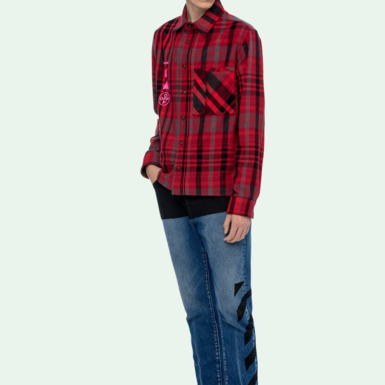 Purchase OFF-WHITE Mariana De Silva 紅色格紋長袖襯衫 OMGA060E19E230052088