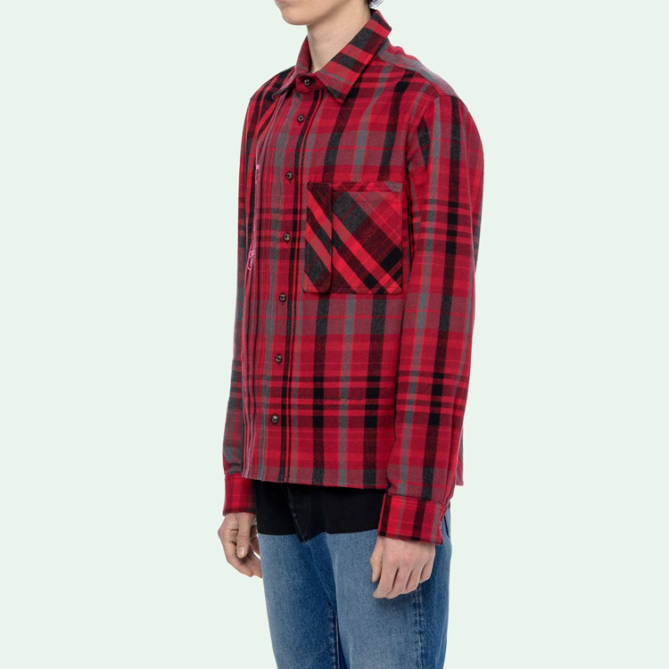 Sizing OFF-WHITE Mariana De Silva 紅色格紋長袖襯衫 OMGA060E19E230052088