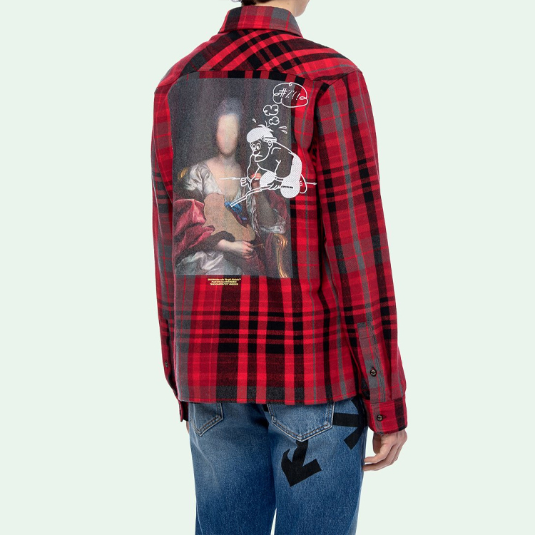Cheap OFF-WHITE Mariana De Silva 紅色格紋長袖襯衫 OMGA060E19E230052088