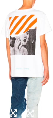 OFF-WHITE Camiseta Blanca Ajuste Suelto con Estampado Marilyn Monroe OMAA002G20JER0010188 Sizing OFF-WHITE Camiseta Blanca Ajuste Suelto con Estampado Marilyn Monroe OMAA002G20JER0010188