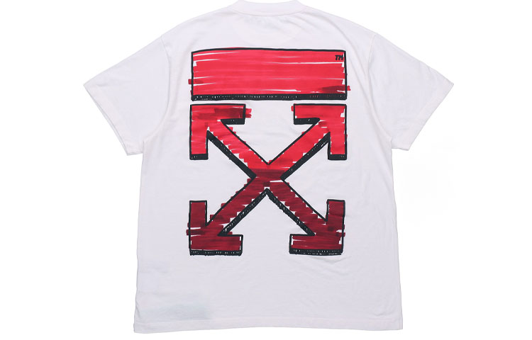 Buy OFF-WHITE Marker Baju-T Lengan Pendek Putih/Merah OMAA038R21JER0020125