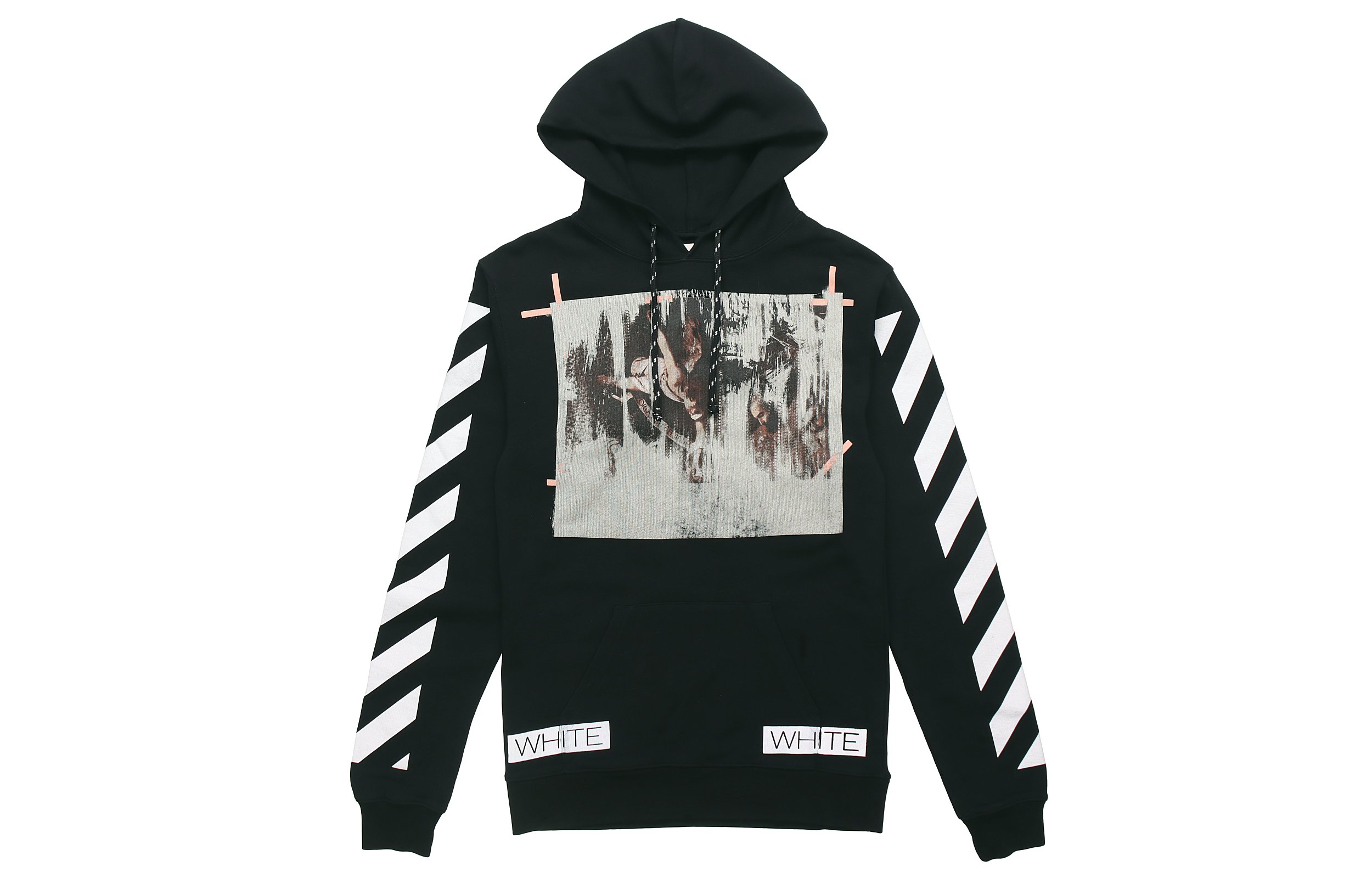 Order Off-White 融化油畫宗教條紋連帽黑色男款衛衣 OMBB001F150030031088