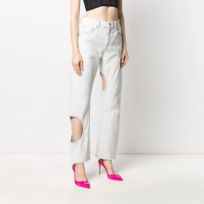Off-White Meteor Holes Boyfriend Denim Jeans Blue Order Off-White Meteor Holes Boyfriend Denim Jeans Blue
