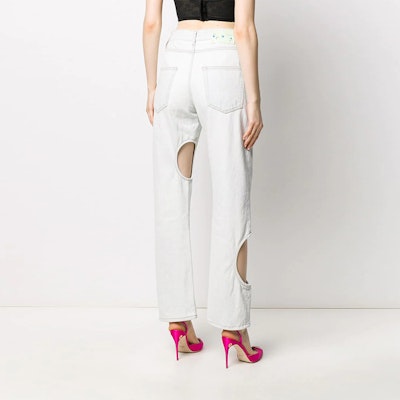 Off-White Meteor Holes Boyfriend Denim Jeans Blue Lookbook Off-White Meteor Holes Boyfriend Denim Jeans Blue