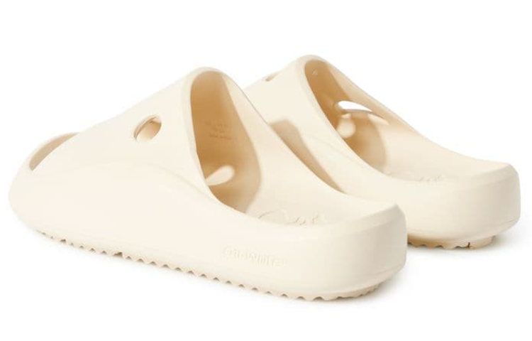 Shop Off-White 流星橡胶拖鞋米色 OMIC014F23MAT0016161