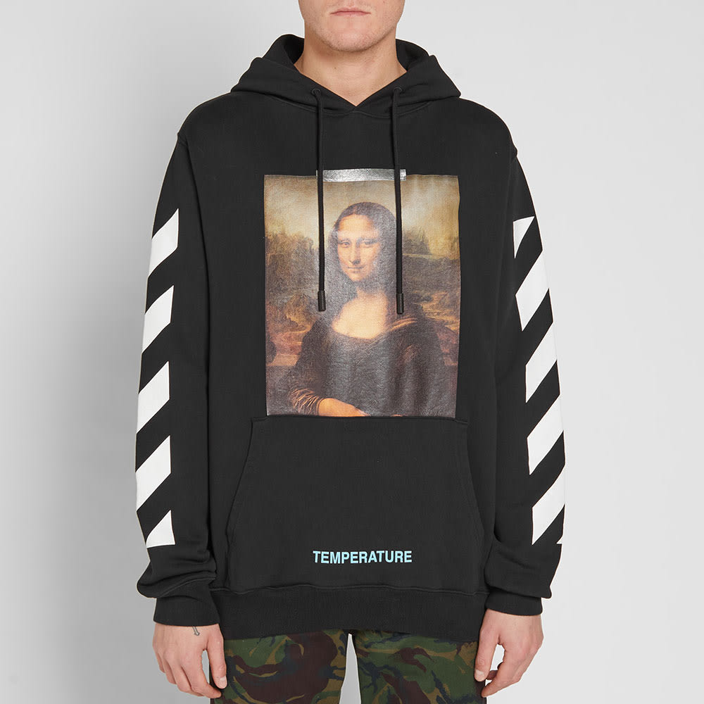 Shop OFF-WHITE 黑色Mona Lisa C/O Virgil Abloh寬版衛衣 OMBB029S180030121001