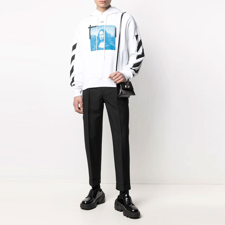 Lookbook Sudadera Gráfica Mona Lisa OFF-WHITE SS21 Blanca - Corte Estándar. OMBB037R21FLE0010110