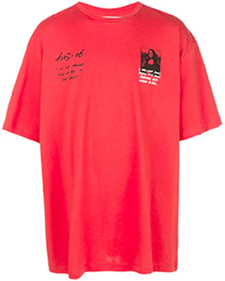 OFF-WHITE 莫娜丽莎 SS19 红色图案短袖T恤 OMAA038S191850052010 Lookbook OFF-WHITE 莫娜丽莎 SS19 红色图案短袖T恤 OMAA038S191850052010
