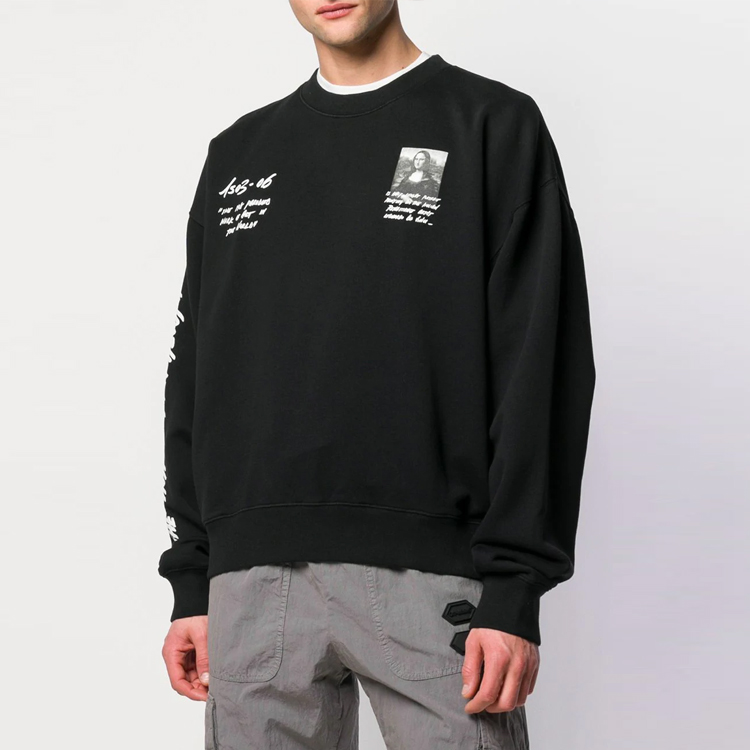 Purchase Off-White Mona Lisa SS19 Crewneck Sweatshirt Hitam OMBA035S190030051020
