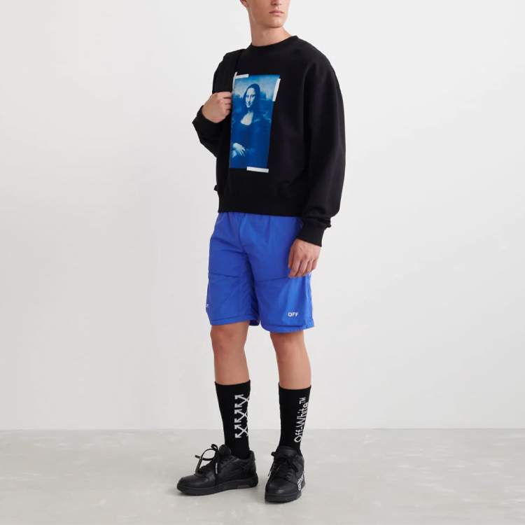 OFF-WHITE Mona Lisa SS22 Cotton Crewneck Pullover Sweatshirt Black Mens. OMBA058C99FLE0031045 圖 4