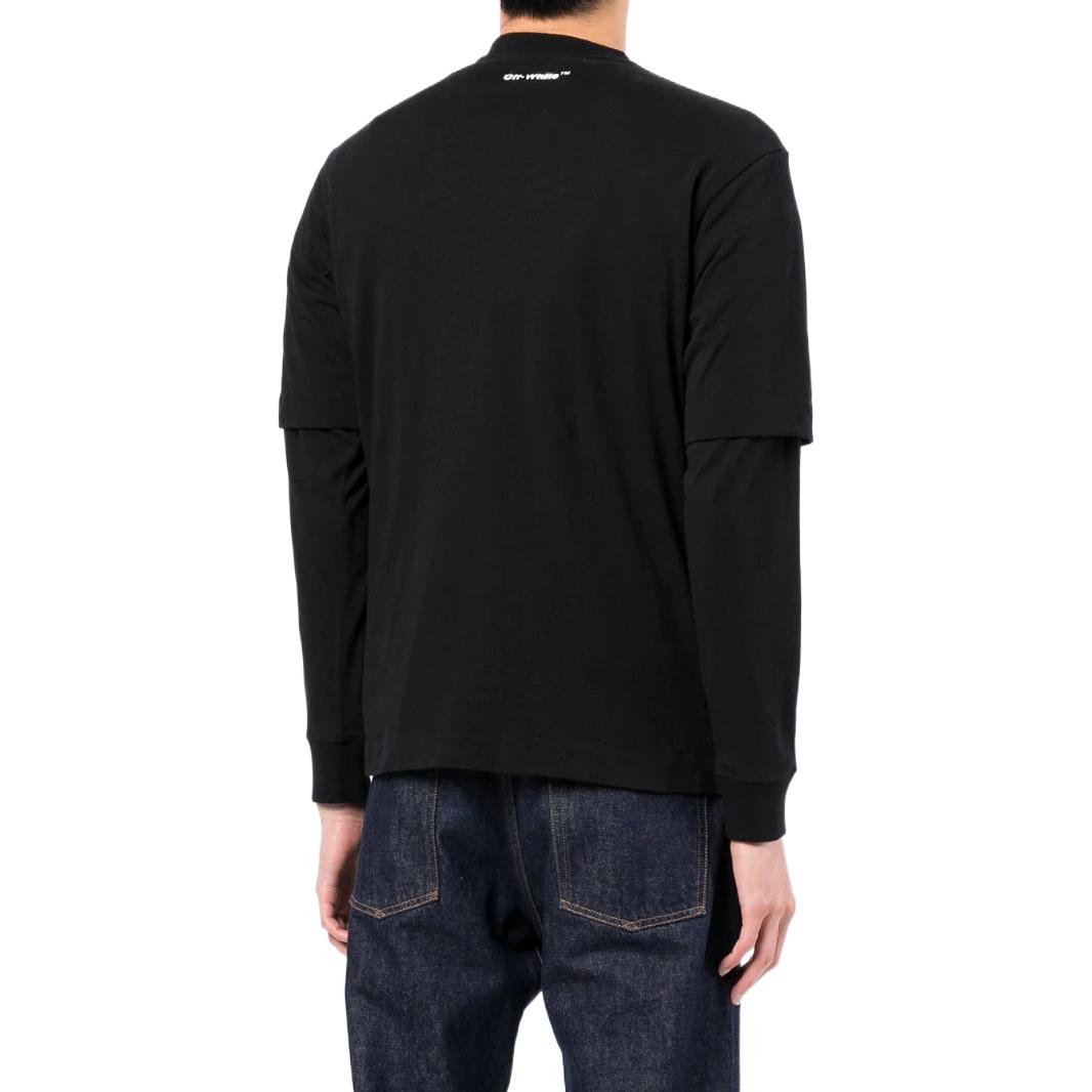 Shop OFF-WHITE 蒙娜丽莎图案长袖T恤 黑色 OMAB068C99JER0011045BLACK