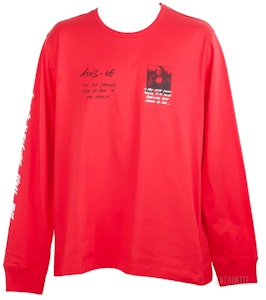 Off-White Camiseta Larga Roja/Negra con Estampado Gráfico Monalisa Buy Off-White Camiseta Larga Roja/Negra con Estampado Gráfico Monalisa
