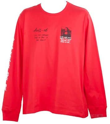 Off-White Camiseta Larga Roja/Negra con Estampado Gráfico Monalisa Buy Off-White Camiseta Larga Roja/Negra con Estampado Gráfico Monalisa