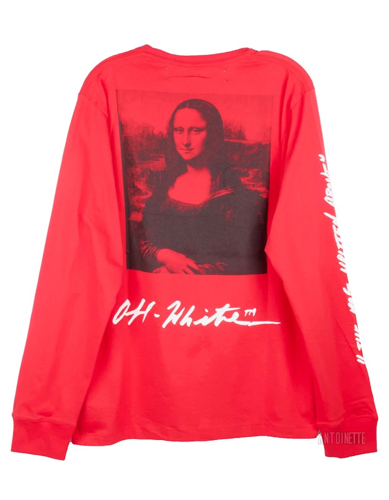 Order Off-White Camiseta Larga Roja/Negra con Estampado Gráfico Monalisa