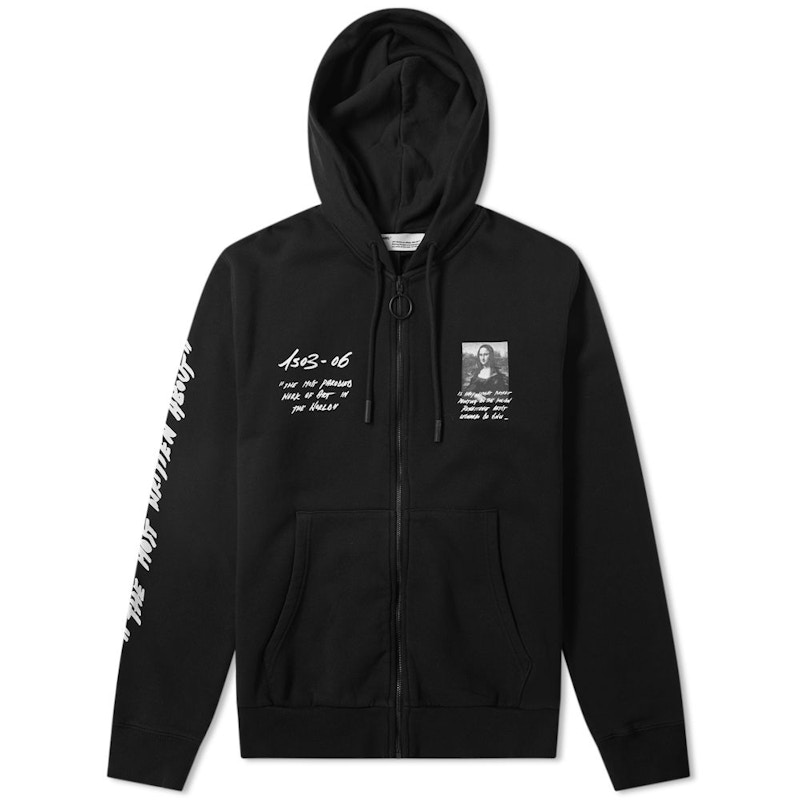 Off-White Monalisa Graphic Print Zip Hoodie Black/White