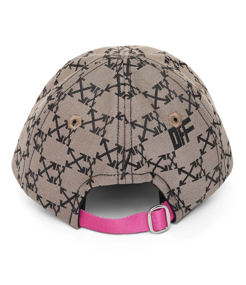 Order Topi Baseball Motif OFF-WHITE Cokelat/Hitam