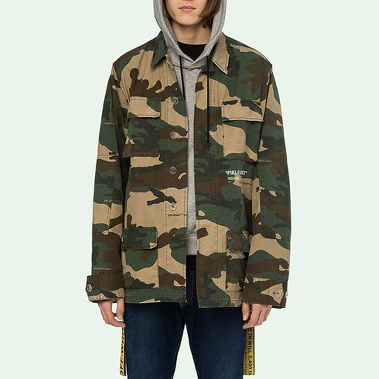 Shop オフホワイト マルチポケット イエローストラップ カモ ユーティリティジャケット OMEL003E180260109901
