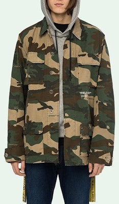 オフホワイト マルチポケット イエローストラップ カモ ユーティリティジャケット OMEL003E180260109901 Shop オフホワイト マルチポケット イエローストラップ カモ ユーティリティジャケット OMEL003E180260109901