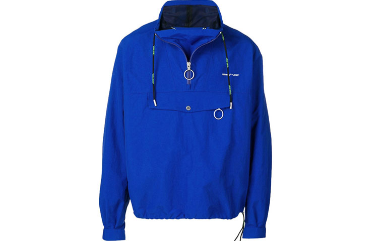 Off-White Nylon Drawstring Logo Pullover Jacket Men’s Blue OMEA166S19C010243010