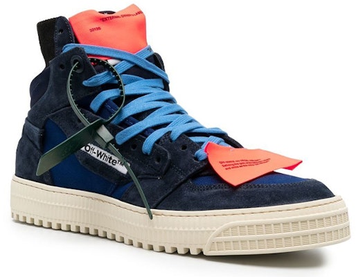 OFF-WHITE Off-Court 皮革 高幫綁帶 時尚板鞋 藍色 Order OFF-WHITE Off-Court 皮革 高幫綁帶 時尚板鞋 藍色