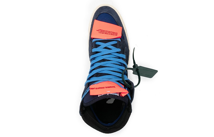 Lookbook OFF-WHITE Off-Court 皮革 高幫綁帶 時尚板鞋 藍色