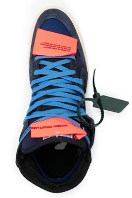 OFF-WHITE Off-Court 皮革 高幫綁帶 時尚板鞋 藍色 Lookbook OFF-WHITE Off-Court 皮革 高幫綁帶 時尚板鞋 藍色