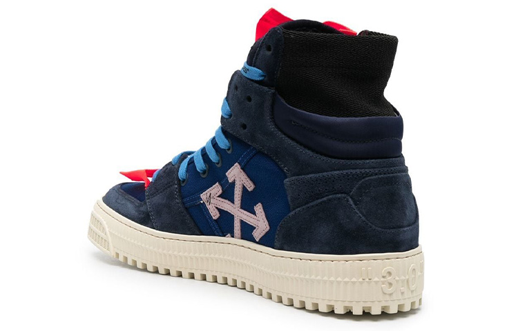 Shop OFF-WHITE Off-Court 皮革 高幫綁帶 時尚板鞋 藍色