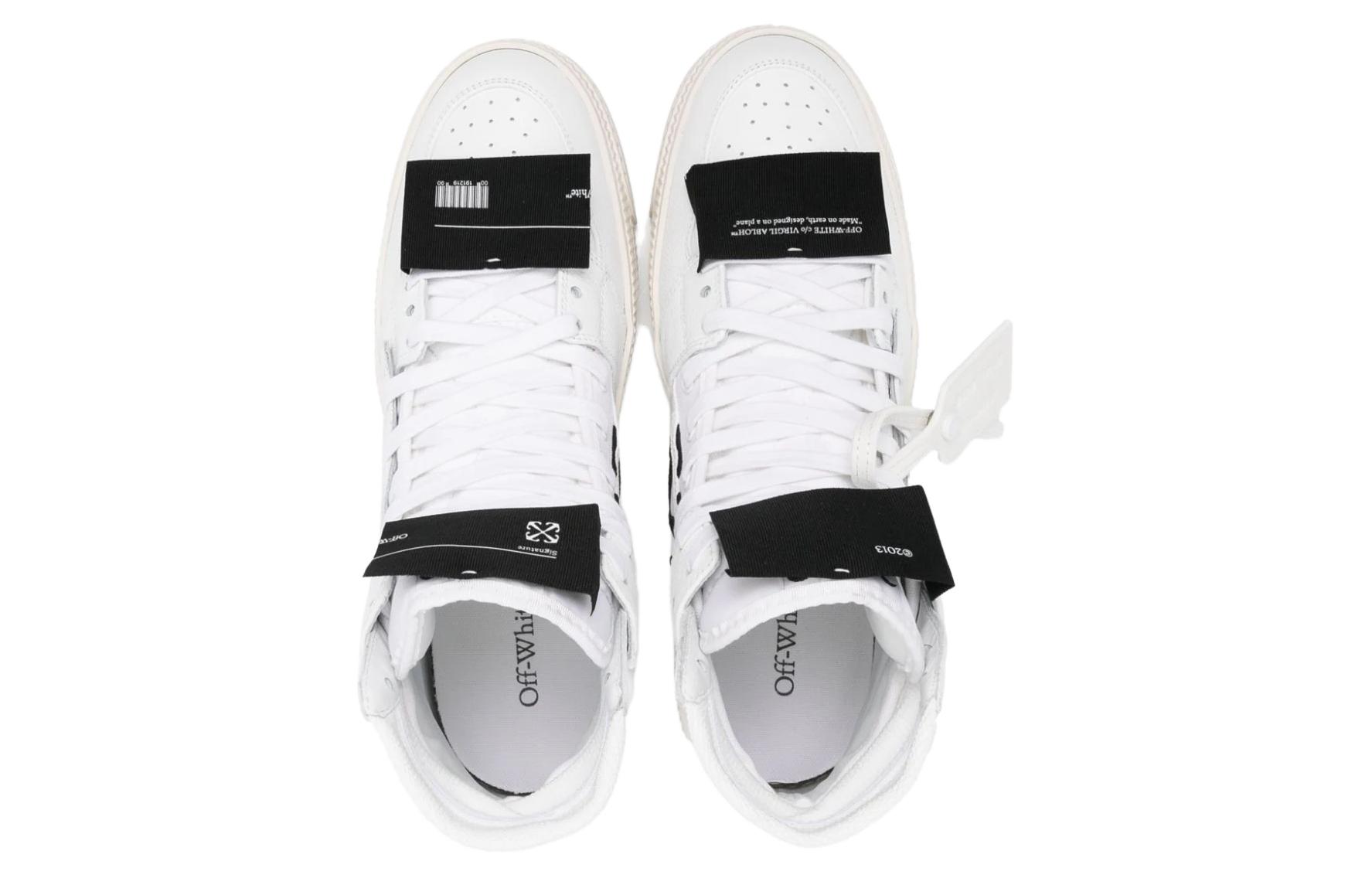 Shop OFF-WHITE 小牛皮 舒適簡約 高幫 板鞋 男款 白色