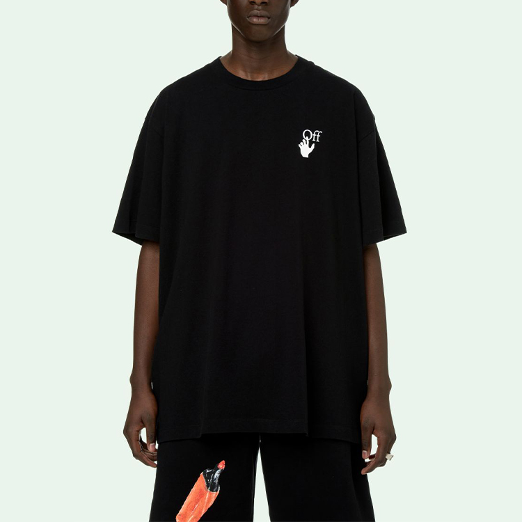 OFF-WHITE Oil Painting Arrow Graphic Unisex Tee Black OMAA038F20FAB0021001 圖 4
